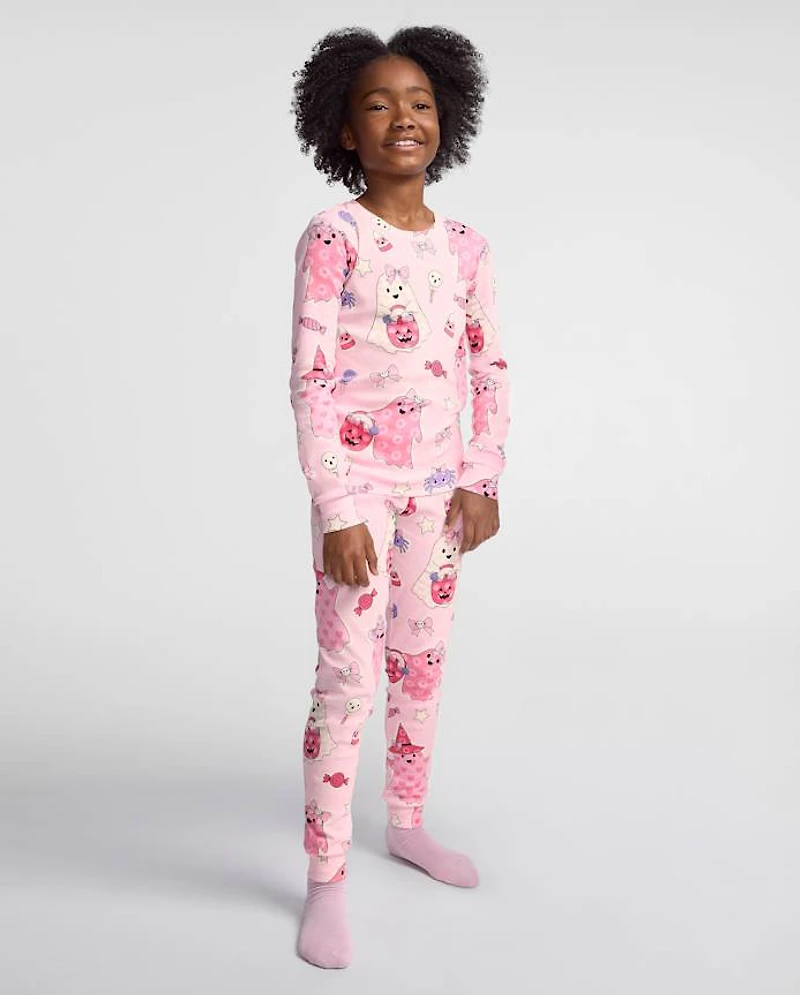 Girls Glow Ghost Snug Fit Cotton Pajamas