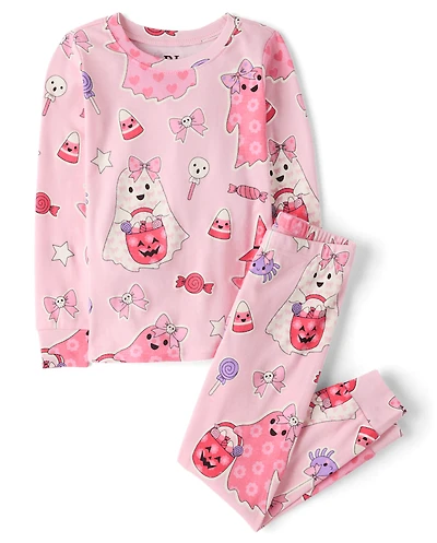 Girls Glow Ghost Snug Fit Cotton Pajamas