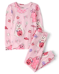 Girls Glow Ghost Snug Fit Cotton Pajamas
