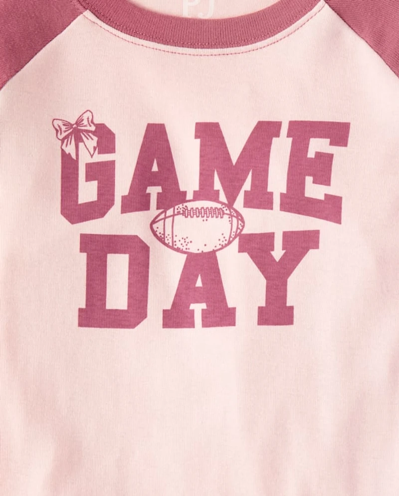 Girls Game Day Snug Fit Football Cotton Pajamas