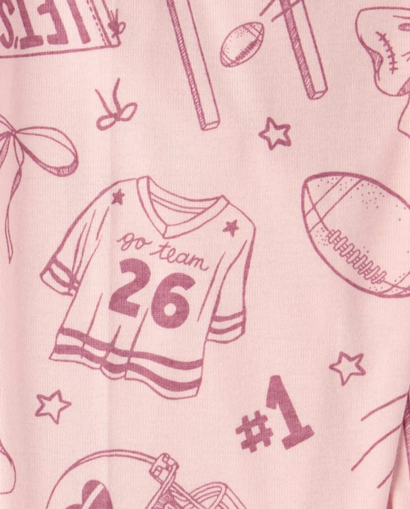 Girls Game Day Snug Fit Football Cotton Pajamas