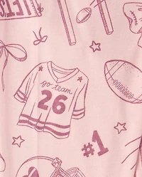 Girls Game Day Snug Fit Football Cotton Pajamas