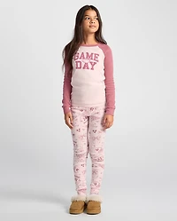 Girls Game Day Snug Fit Football Cotton Pajamas