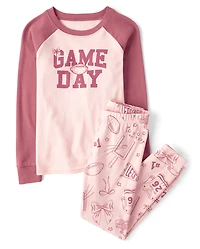 Girls Game Day Snug Fit Football Cotton Pajamas