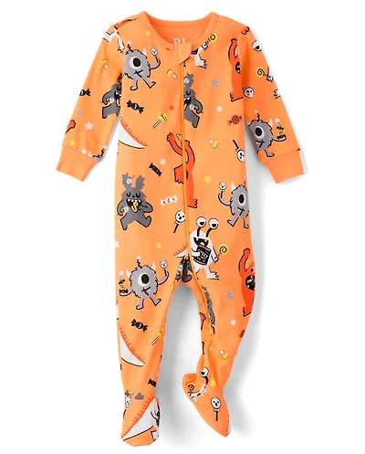 Baby And Toddler Candy Monster Snug Fit Cotton Footed One Piece Pajamas