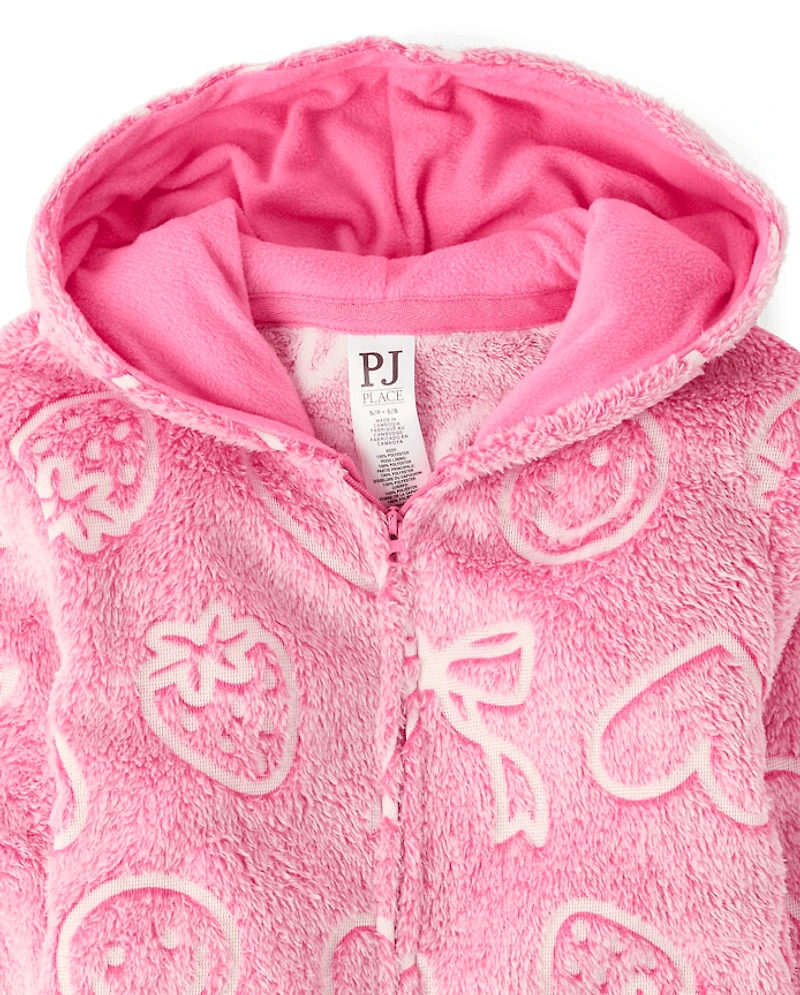 Girls Glow Doodle One Piece Pajamas - Cozy Fleece