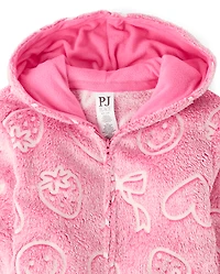 Girls Glow Doodle One Piece Pajamas - Cozy Fleece