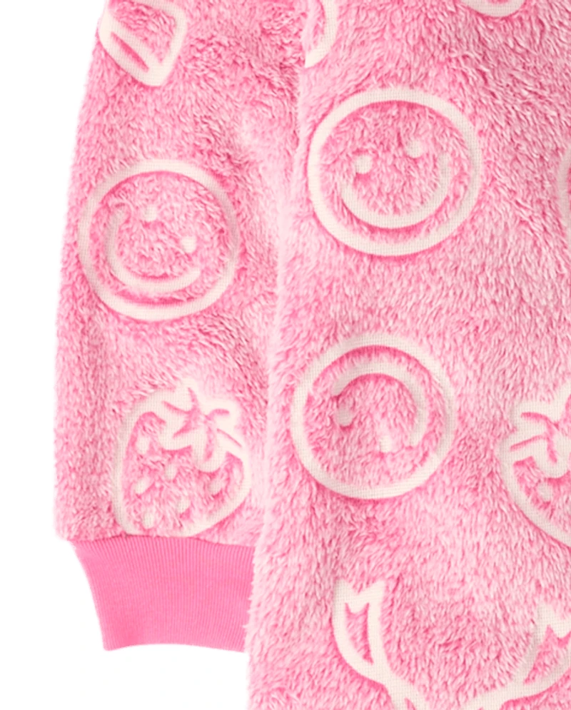 Girls Glow Doodle One Piece Pajamas - Cozy Fleece