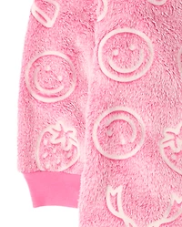 Girls Glow Doodle One Piece Pajamas - Cozy Fleece