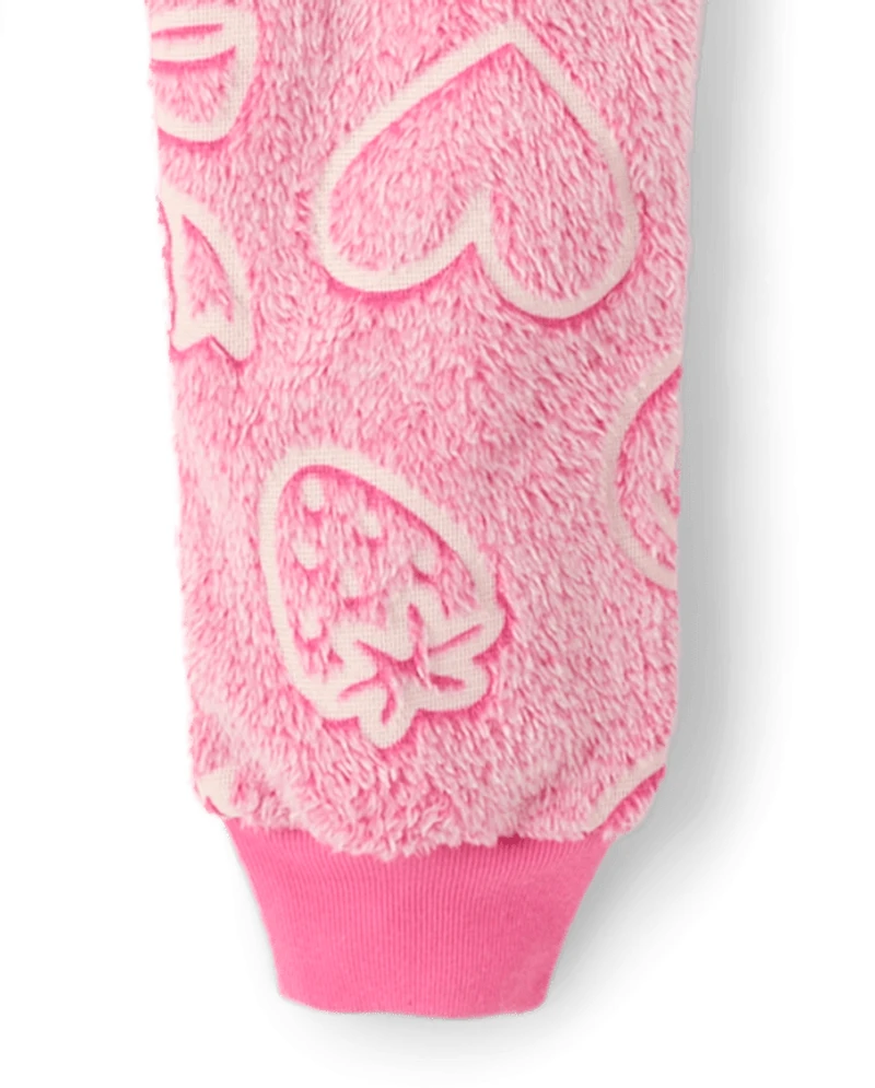 Girls Glow Doodle One Piece Pajamas - Cozy Fleece