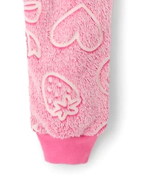 Girls Glow Doodle One Piece Pajamas - Cozy Fleece