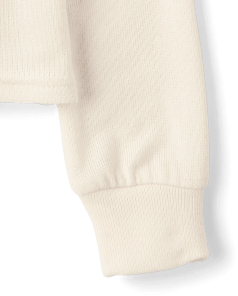 Girls Ribbed Henley Pajama Top