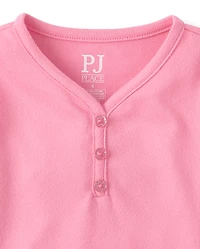 Girls Ribbed Henley Pajama Top