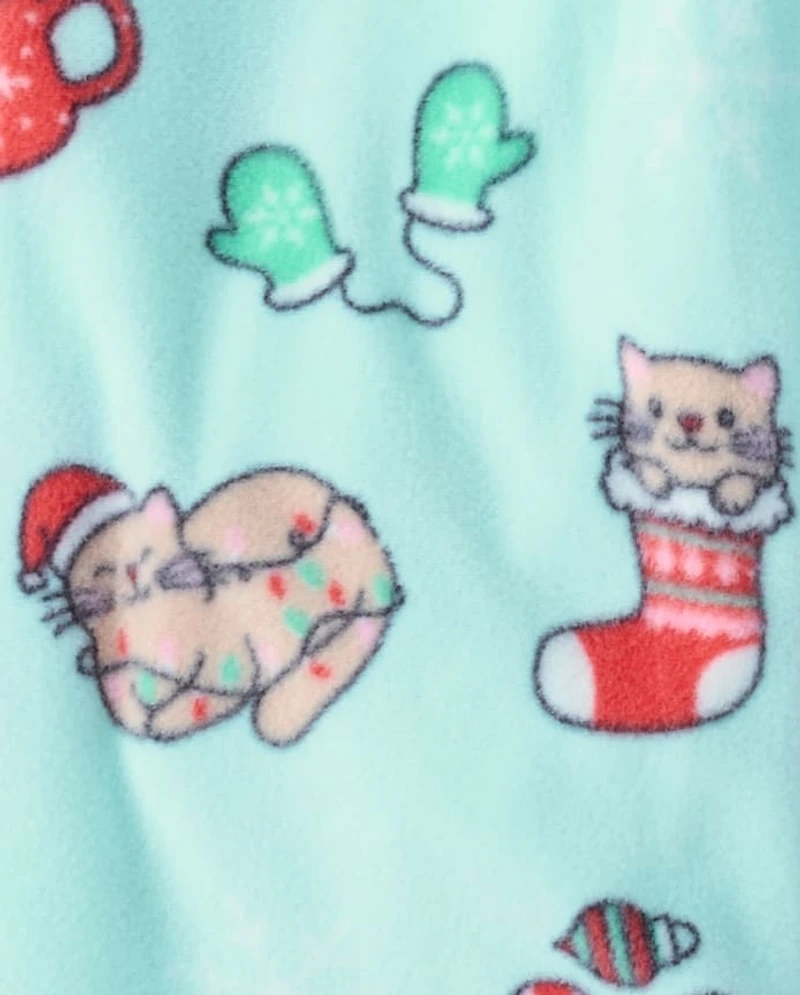 Girls Christmas Cats Dream Fleece Pajama Pants