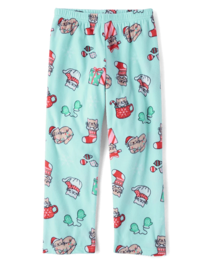 Girls Christmas Cats Dream Fleece Pajama Pants