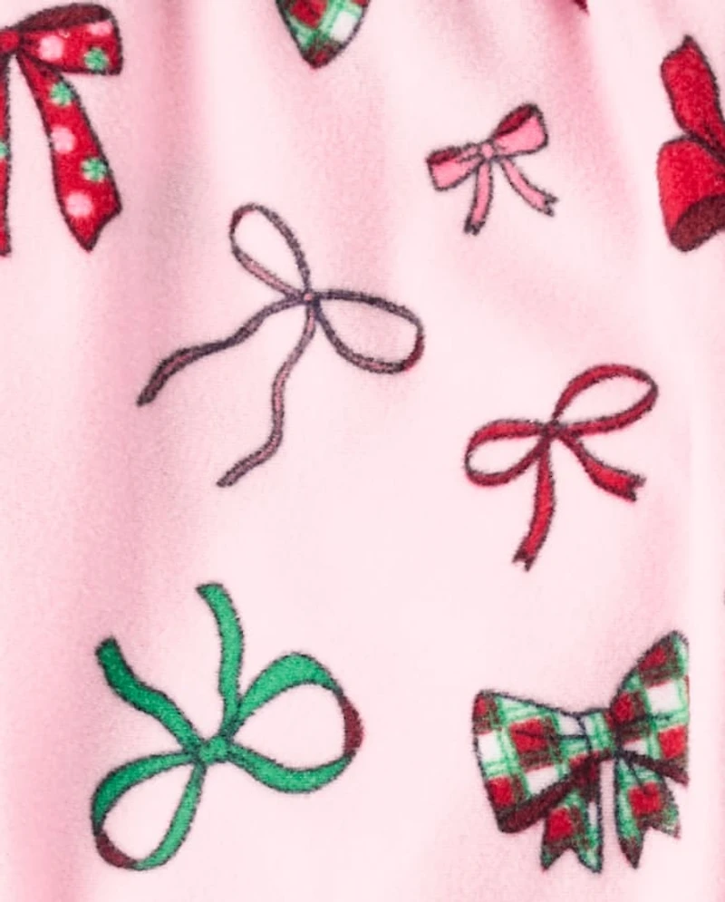 Girls Christmas Bows Dream Fleece Pajama Pants