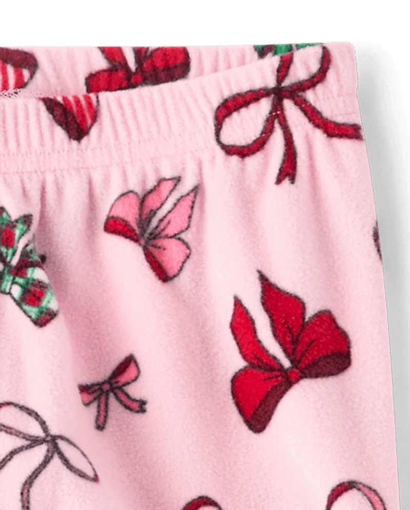 Girls Christmas Bows Dream Fleece Pajama Pants