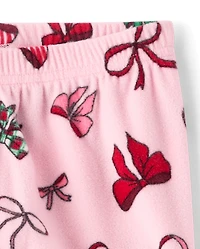 Girls Christmas Bows Dream Fleece Pajama Pants