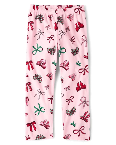 Girls Christmas Bows Dream Fleece Pajama Pants