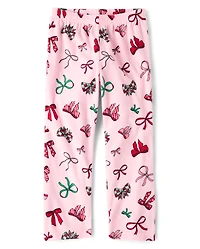 Girls Christmas Bows Dream Fleece Pajama Pants