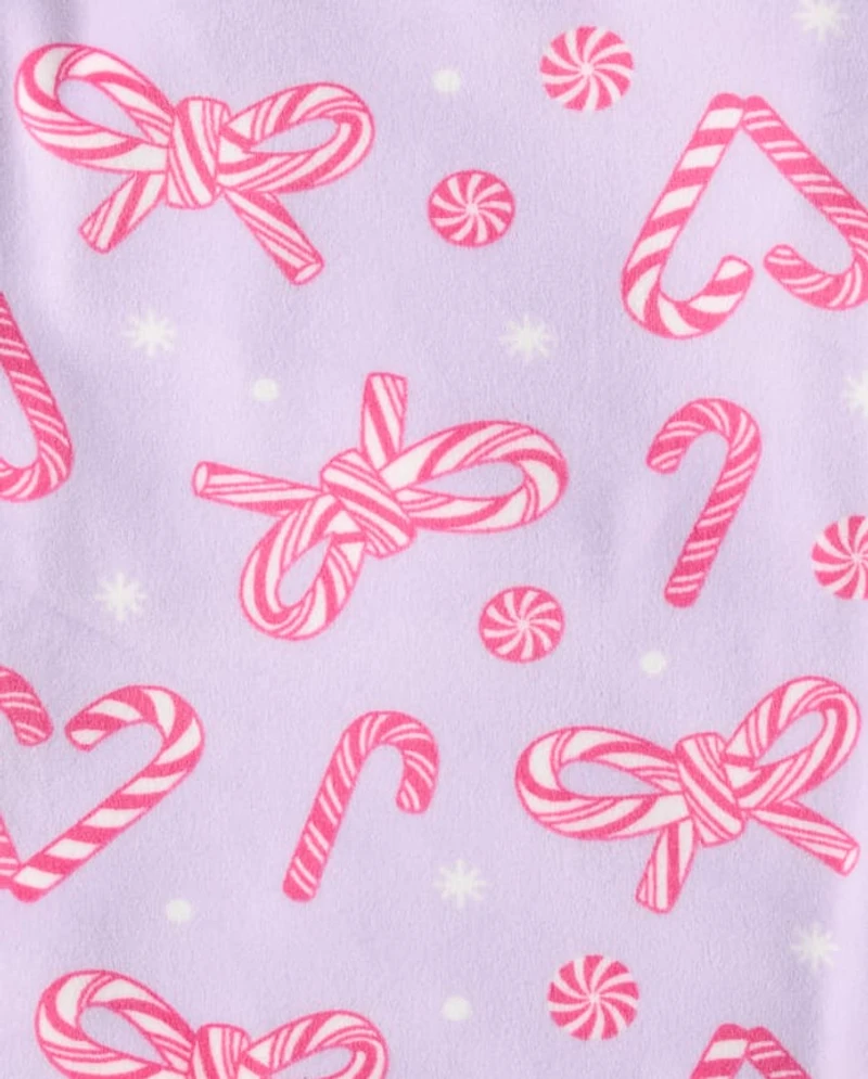 Girls Candy Cane Velour Pajamas