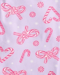 Girls Candy Cane Velour Pajamas