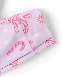 Girls Candy Cane Velour Pajamas
