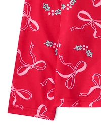 Girls Mommy And Me Christmas Bow Button Front Pajamas