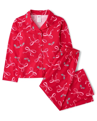 Pyjama de Noël à boutons et nœud papillon pour filles moi