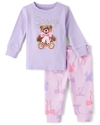 Baby And Toddler Girls Bear Snug Fit Cotton Pajamas