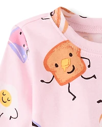 Baby And Toddler Girls Breakfast Snug Fit Cotton Pajamas