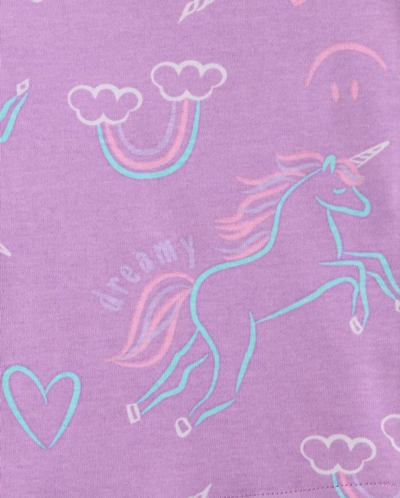 Pyjama en coton ajusté licorne pour bébés et petites filles