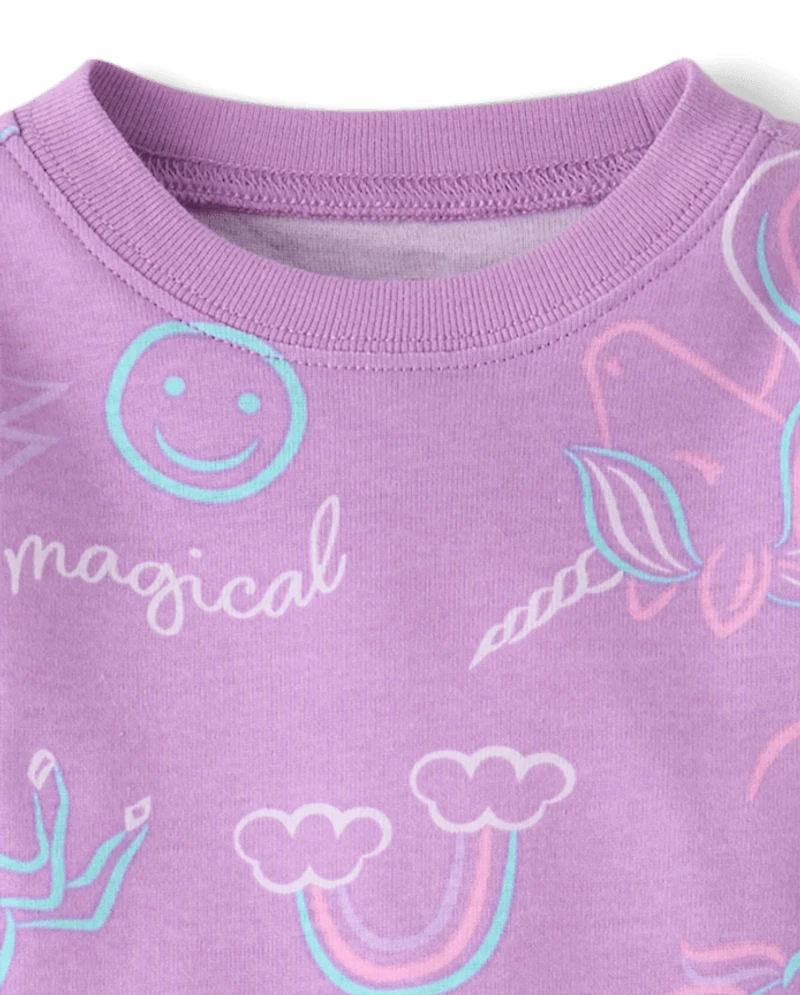 Pyjama en coton ajusté licorne pour bébés et petites filles