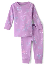 Pyjama en coton ajusté licorne pour bébés et petites filles