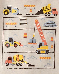Baby And Toddler Boys Construction Truck Snug Fit Cotton Pajamas