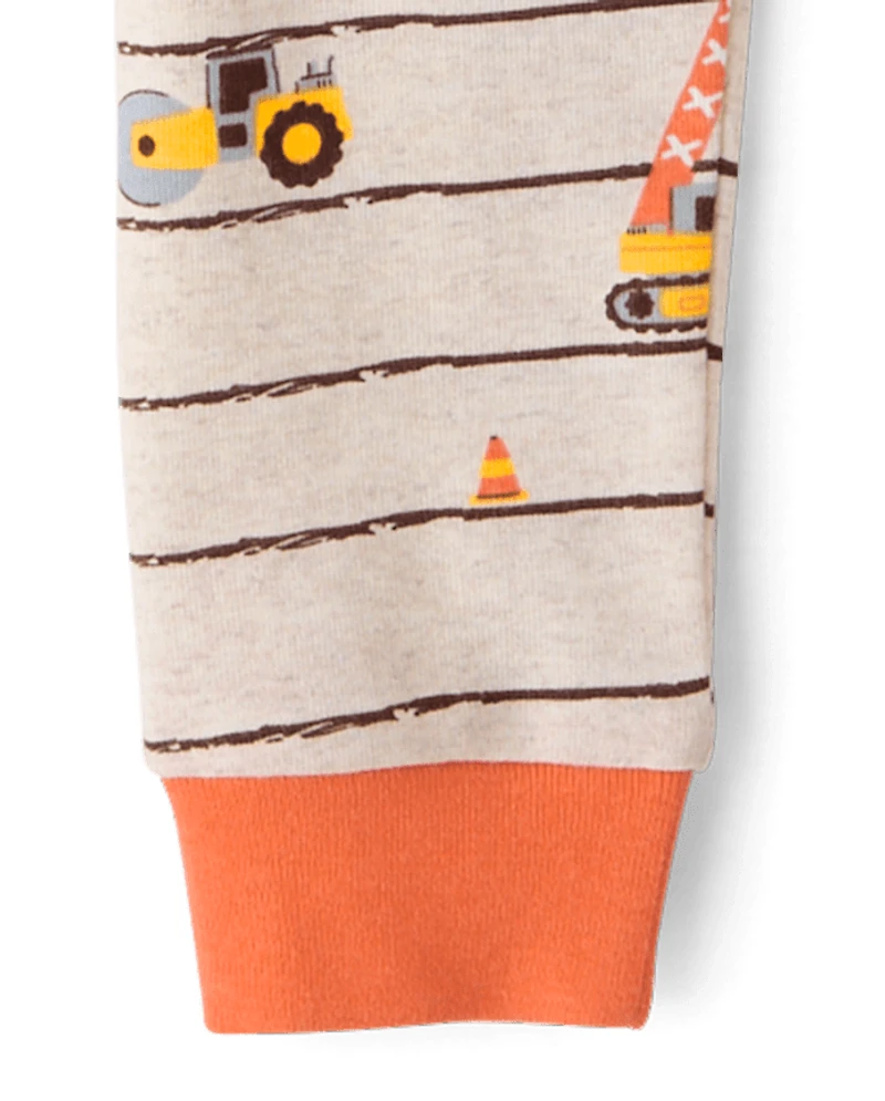 Baby And Toddler Boys Construction Truck Snug Fit Cotton Pajamas
