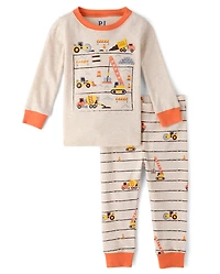 Baby And Toddler Boys Construction Truck Snug Fit Cotton Pajamas