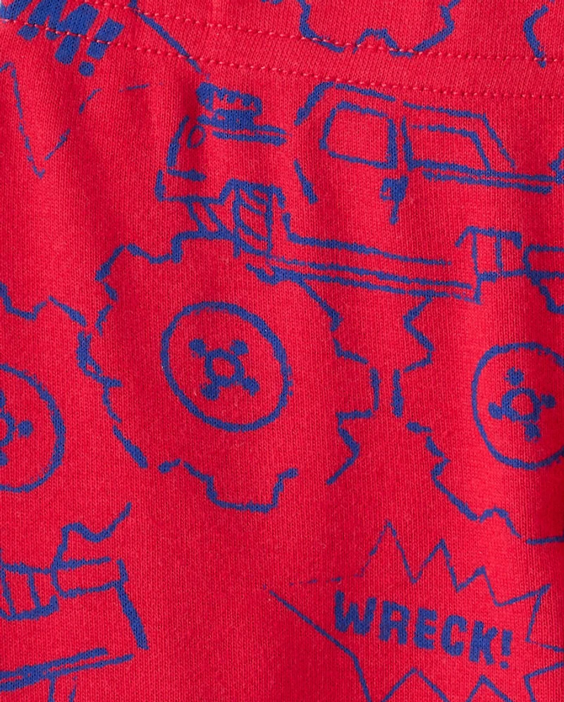 Baby And Toddler Boys Monster Truck Snug Fit Cotton Pajamas