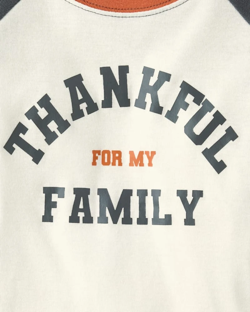 Kids Matching Family Thankful Cotton And Dream Fleece Pajamas