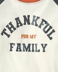 Kids Matching Family Thankful Cotton And Dream Fleece Pajamas