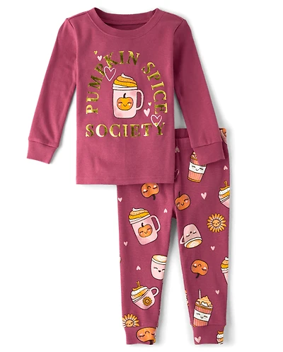 Baby And Toddler Girls Pumpkin Spice Snug Fit Cotton Pajamas