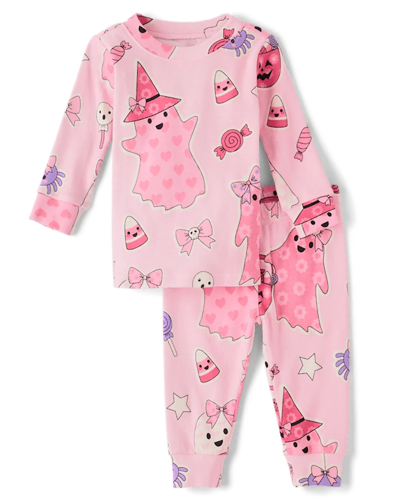 Baby And Toddler Girls Glow Ghost Snug Fit Cotton Pajamas