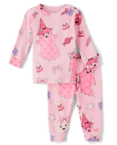 Baby And Toddler Girls Glow Ghost Snug Fit Cotton Pajamas