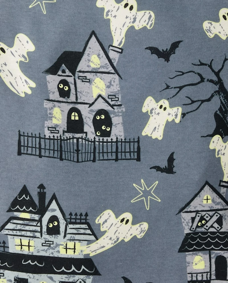 Kids Matching Family Glow Haunted House Snug Fit Cotton Pajamas