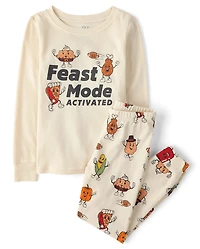 Kids Matching Family Feast Mode Activated Snug Fit Cotton Pajamas