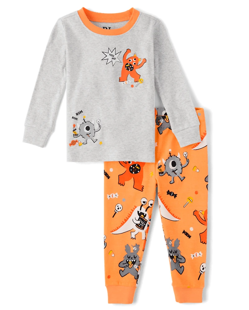 Baby And Toddler Glow Candy Monster Snug Fit Cotton Pajamas