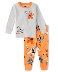 Baby And Toddler Glow Candy Monster Snug Fit Cotton Pajamas
