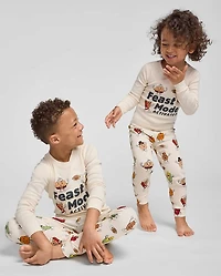 Baby And Toddler Thanksgiving Feast Mode Snug Fit Cotton Pajamas
