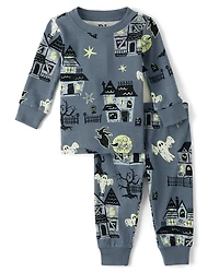Baby And Toddler Matching Family Glow Haunted House Snug Fit Cotton Pajamas