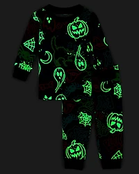 Baby And Toddler Glow Halloween Graffiti Snug Fit Cotton Pajamas
